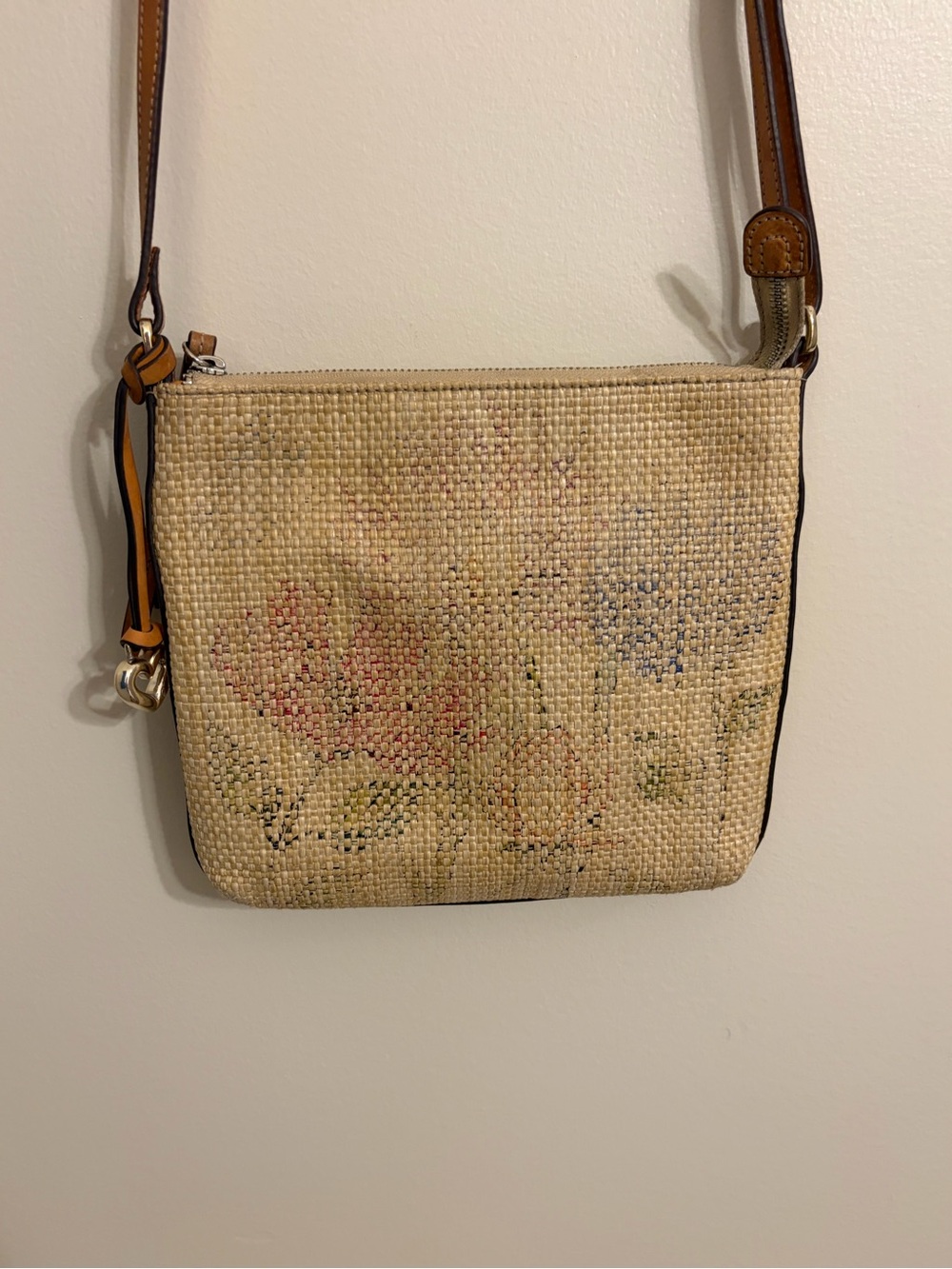 Brighton | Women’s Floral Woven Crossbody Bag - Beige